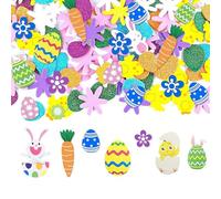 Lot de 400 autocollants de Pâques en caoutchouc mousse, autocollants pour œufs de Pâques, œufs de Pâques, œufs, lapins, poussins, fleurs, kit de bricolage pour enfants, artisanat, articles de fête