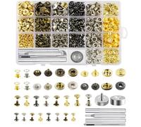 Lot de 400 boutons pression en cuir avec outils de réglage, finitions dorées, argentées, bronzes, bronze, fournitures d'artisanat en cuir pour projets de bricolage, vêtements, sacs