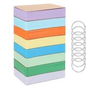 Lot de 400 cartes flash multicolores de 9,9 x 5,5 cm, cartes d'index, cartes flash de révision avec 8 anneaux de reliure en métal, cartes flash pour bureau de révision, maison, école