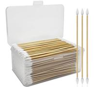 Lot de 400 cotons-tiges de précision pour pistolet à double extrémité, coton-tige de 15,2 cm de long dans une boîte de rangement - cotons-tiges pointus en bambou non pelucheux pour nettoyage d'armes à