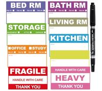 Lot de 400 étiquettes amovibles pour déménagement de maison, 8,6 x 5,1 cm, 9 autocollants à code couleur, y compris des étiquettes fragiles, lourdes et vierges avec 1 stylo