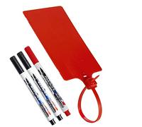 Lot de 400 étiquettes d'expédition en plastique, inscriptibles pour la logistique, longueur totale de 255 mm, fermeture auto-bloquante étanche avec 3 marqueurs (rouge)
