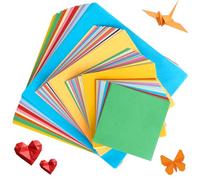 Lot de 400 feuilles de papier origami, 10 x 10, 12 x 12, 15 x 15 et 20 x 20 cm, papier coloré double face, carré, 70 g/m², papier de bricolage multicolore pour la maison, l'école, les projets d'art et