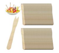 Lot de 400 fourchettes en bois, accessoires de pique-nique, de fête, de camping, piques à cocktail en bois, parfaites pour les brochettes et les frites (couleur originale)