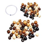 Lot de 400 Grandes Perles en Bois et 1 Corde, Accessoires de Bricolage, Formes Ovales 11 x 12 mm, 9 x 10 mm (Multicolore)