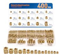 Lot de 400 inserts filetés M2 M2.5 M3 M4 M5 M6 pour impression 3D | Insert fileté d'impression 3D - Écrous de fusion - Inserts filetés en laiton - Inserts filetés pour composants d'impression