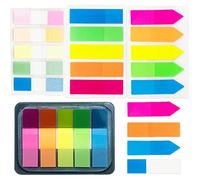 Lot de 400 onglets néon - 5 couleurs vives - Translucide - Pour marque-pages, carrés et flèches