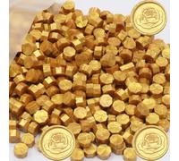 Lot de 400 perles de cire à cacheter, perles de cire octogonales, pour cachet de cire, emballage cadeau, cachetage des lettres (doré)
