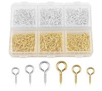 Lot de 400 petits clous à œillets avec bouchon à vis pour la fabrication de bijoux et travaux manuels, 3 tailles, mini vis à œillets, vis à œillets pour projets d'art et pendentifs en perles