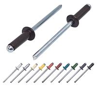 Lot de 400 pièces de rivets aveugles peints 4,0 x 14 mm, tête bombée, DIN 7337, rivet en aluminium et mandrin en acier, rivets pop (400, gris brun RAL 8019)