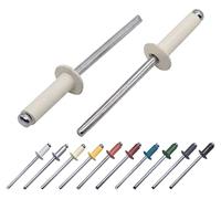 Lot de 400 pièces de rivets aveugles peints 4,0 x 14 mm, tête bombée, DIN 7337, rivet en aluminium et mandrin en acier, rivets pop (400, blanc pur RAL 9010) Marcopol