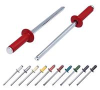 Lot de 400 pièces de rivets aveugles peints 4,0 x 14 mm, tête bombée, DIN 7337, rivet en aluminium et mandrin en acier, rivets pop (400, rouge rubis RAL 3003)