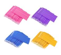 Lot de 400 pinceaux à cils, 4 couleurs, microbrosses pour nettoyage des détails, microfibre flexible pour nail art et soins dentaires