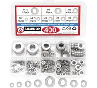 Lot de 400 rondelles plates en acier inoxydable 304, 8 tailles - M2 M2,5 M3 M4 M5 M6 M8 M10 Convient pour la décoration de la maison, la réparation d'usines, les cuisines, les magasins et la