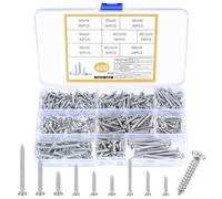 Lot de 400 vis à bois M3 M3.5 M4 - Assortiment de vis auto-taraudeuses - Vis à bois cruciformes - Vis à tôle pour meubles, béton, travail du bois, argent