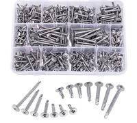 Lot de 400 vis autotaraudeuses pour métal - Assortiment de vis autotaraudeuses en acier inoxydable 410, vis autotaraudeuses assorties #8#10, vis TEK à tête bombée, longueur 1,27 cm à 5,1 cm