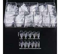 Lot de 408 faux ongles carrés transparents à couverture complète avec boîte de rangement pour salon de manucure - Faux ongles longs carrés à presser courts et transparents avec motifs et