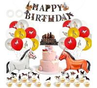 Lot De 41 Décorations D'Anniversaire Pour Chevaux, Avec 20 Ballons En Forme De Chevaux, 16 Inserts De Gâteau Pour Chevaux, 2[A3060]