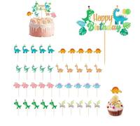 Lot de 41 décorations de gâteau d'anniversaire dinosaures, décoration de muffins dinosaures, décoration de cupcake pour enfants, peut être utilisé pour les fêtes à thème