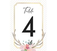Lot de 41 numéros de table de mariage avec motif floral aquarelle de 1 à 40 double face avec tête de table de 10,2 x 15,2 cm pour réception de mariage/fête/événement