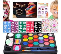 Lot de 41 pinceaux de maquillage professionnel pour enfants - 18 couleurs - Pour le carnaval, les vacances, les anniversaires