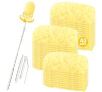 Lot de 41 recharges d'aimant à poussière Swiffer 360° pour Poils d'animaux, poussière, saleté, Non parfumé (40 Chiffons Jaune Clair + 1 poignée télescopique)