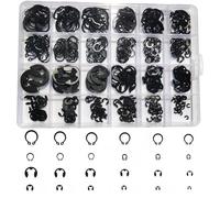 Lot de 410 anneaux de retenue externes de 2,0 mm à 12 mm et clips E/C - Assortiment de circlips en acier au carbone avec organiseur compartimenté