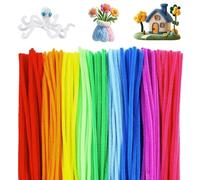 Lot de 410 cure-pipes en peluche - Fil de bricolage - Multicolore - Pour le bricolage - 300 fils chenille - 100 yeux mobiles autocollants - 10 tiges de fleurs pour bricolage et décoration
