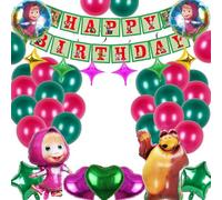 Lot de 41Pcs D'anniversaire-Thème Jungle, Fille et l'ours, Fournitures de Fête, Ballons, Décoration D'anniversaire, Ballons de Fête pour Enfants, Ballons en Aluminium