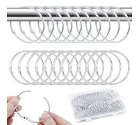 Lot de 42 anneaux de rideau en métal - 50 mm - À ouvrir - Argenté - Pour rideaux de douche et tringles à rideaux