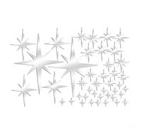 Lot de 42 autocollants muraux 3D en acrylique effet miroir amovibles réfléchissants pour décoration d'intérieur pour chambre à coucher, plafond, salon, chambre d'enfant Argenté/doré