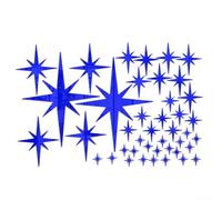 Lot de 42 autocollants muraux 3D en acrylique effet miroir amovibles réfléchissants pour décoration d'intérieur, chambre à coucher, plafond, salon, chambre d'enfant, argent, doré, bleu (bleu)
