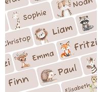 Lot de 42 autocollants nominatifs pour enfants - Personnalisés et lavables en machine - Pour l'école et la maternelle (animaux de la jungle, 42)