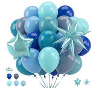 Lot de 42 ballons de fête sur le thème de l'océan - Ballons bleu marine avec étoile explosion de 56 cm et feuille d'aluminium bleu nacré, bleu poussiéreux, macaron et bleu marine pour anniversaire de