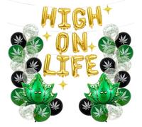 Lot de 42 ballons en latex avec imprimé canna annière dorée pour fête d'anniversaire 420 ans