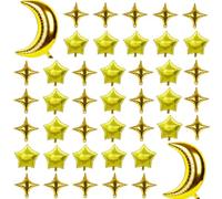 Lot de 42 ballons Star Moon Mylar Balloons pour anniversaire, fête prénatale, décoration de fête, chiens, anniversaires, Noël, accessoires de fête