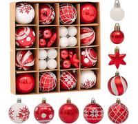 Lot de 42 boules de Noël à suspendre pour sapin de Noël - Incassables - Décorations saisonnières pour sapin de Noël - Rouge et blanc - Pour fêtes d'hiver et décoration d'intérieur
