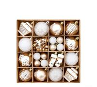 Lot de 42 boules de Noël en plastique incassable pour décoration de sapin, pour la saison des vacances, une utilisation dans les maisons et les espaces commerciaux (doré/blanc)