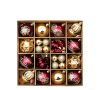 Lot de 42 boules de Noël en plastique incassable pour décoration de sapin, pour la saison des vacances, utilisation dans les maisons et les espaces commerciaux (vin rouge doré)