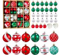 Lot de 42 boules de Noël incassables à suspendre pour sapin de Noël (rouge, vert, blanc)