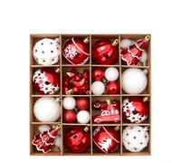 Lot de 42 boules de Noël pour décoration de sapin, boules en plastique sans danger pour les fêtes de fin d'année, les maisons et les entreprises (rouge et blanc)