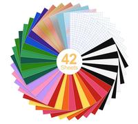 Lot de 42 feuilles de vinyle permanentes de 30,5 x 20,3 cm avec ruban de transfert pour décoration d'intérieur, autocollant, logo,