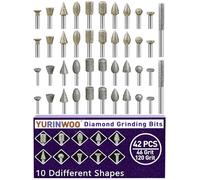 Lot de 42 forets diamantés à grain 46 et 120 avec tige de 0,3 cm compatible avec l'outil rotatif Dremel, 42 forets diamantés pour sculpter, graver, polir, bois, résine, porcelaine, céramique, quartz
