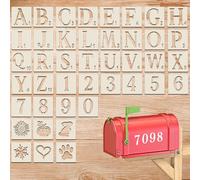 Lot de 42 grands pochoirs à chiffres, réutilisables, à emboîter, pour peinture de lettres et de chiffres sur bois, mur, tissu (5 x 5 cm)