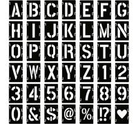 Lot de 42 pochoirs de lettres réutilisables de 5 à 15 cm - Pochoirs de lettres vintage en plastique - Pochoirs de bricolage pour panneaux en bois, peinture de gâteaux (1 pouce)