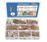 Lot de 420 chevilles à expansion pour cloisons sèches en acier au carbone pour perçage d'ancrages secs et vis de fixation durables pour plaques de plâtre