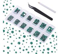 Lot de 4200 strass ronds à dos plat pour décoration d'ongles - 1,5 mm - 4,8 mm - 6 tailles