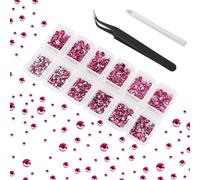 Lot de 4200 strass roses à dos plat pour décoration d'ongles - Strass ronds en cristal pour vêtements et travaux manuels - 1,5 mm - 4,8 mm - 6 tailles