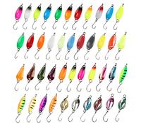 Lot de 43 Cuillères de Pêche Spinner Leurres pour Perche Brochet Truite Kit d'appâts de Pêche avec Boîte, leurre métallique