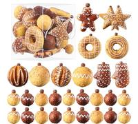 Lot de 43 décorations de Noël incassables en forme de pain d'épices pour décoration de Noël en intérieur (ensemble de pâtisserie)